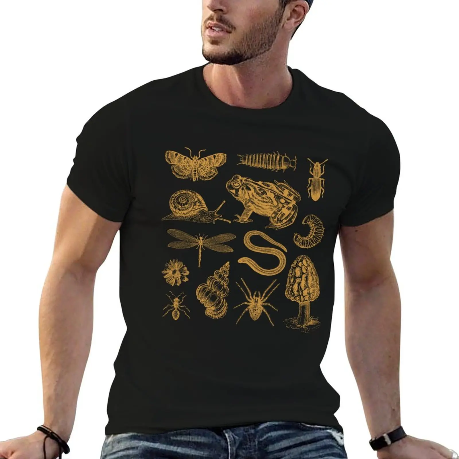 Frog Mushroom Snail Moth Insect Vintage Biology Nature Lover - Science Biology Natural History Collage T-Shirt