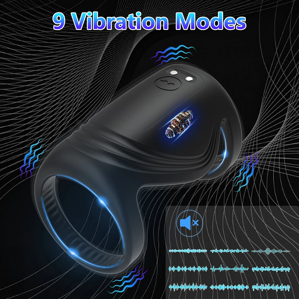 Ultra Quiet Dual Cock Ring Vibrators Soft Silicone Wireless Penis Rings Stimulator Harder Lasting Delay Trainer Sex Toys for Man