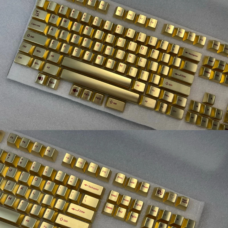 Matte gold, red font, zinc alloy keycaps, brand new