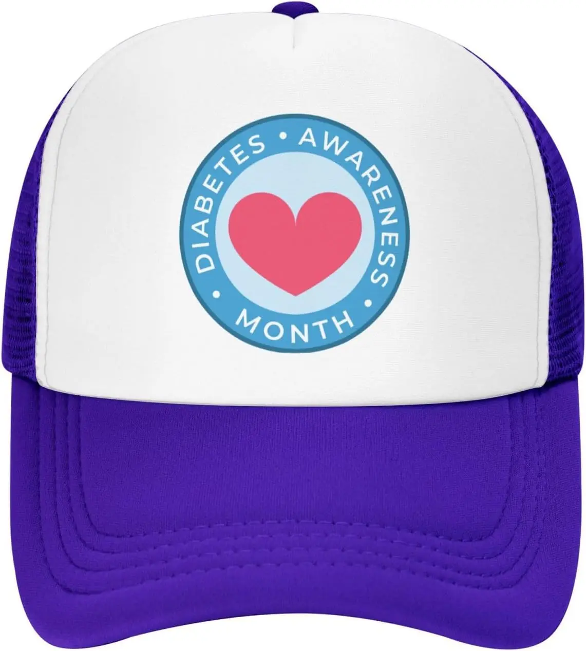 Diabetes Awareness Month Heart Trucker Hat Adjustable Mesh Baseball Cap for Men Women