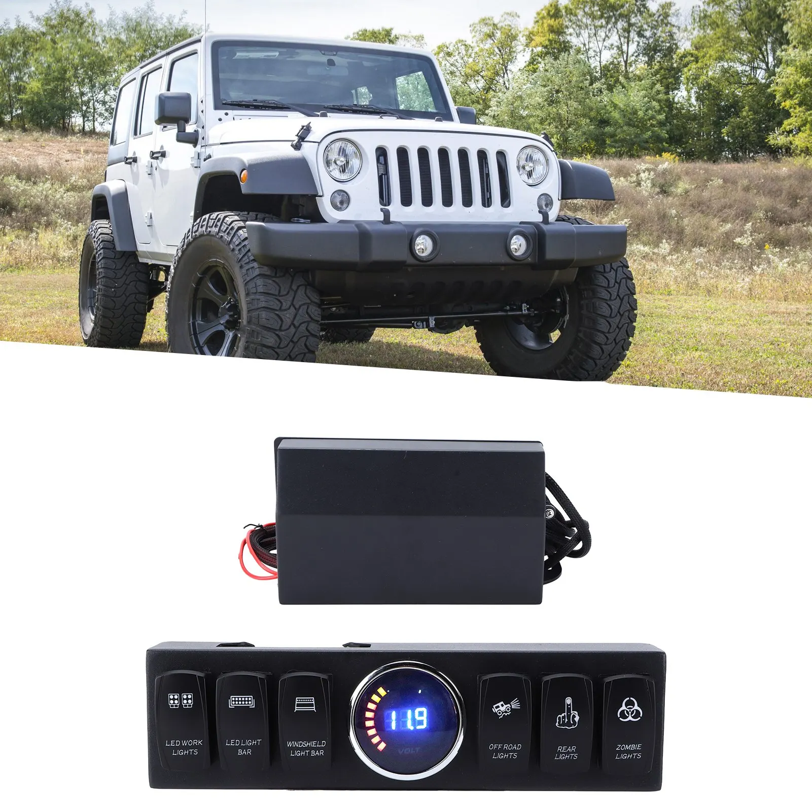 6 عصابة الروك تبديل لوحة التبديل التتابع صندوق التحكم استبدال ل JK 2007 ‐ 2017 12 فولت صندوق التتابع 6 طريقة لوحة فيوز صندوق التتابع