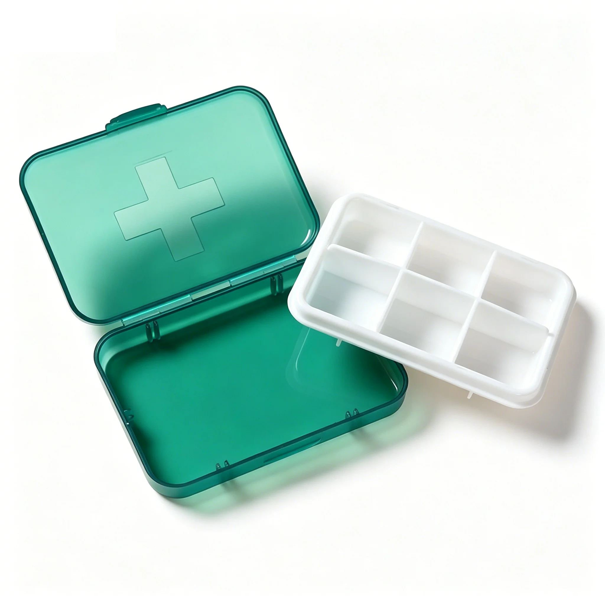 5pcs Cross Design 6 Grids Pill Box Organizer Mini PP Pill Container Portable Medicine Case for Pocket Purse