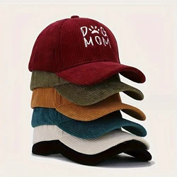 Embroidered DOG MOM corduroy baseball cap outdoor adjustable sun protection casual hat sun hat for men Y2K Style Youth Hat