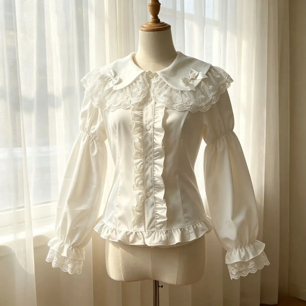 Japanese Cute Blouses Women's Clothing Lolita Style Long Sleeve Cute Shirts Camisas De Mujer Patchwork Lace Fashion Blouse Tops