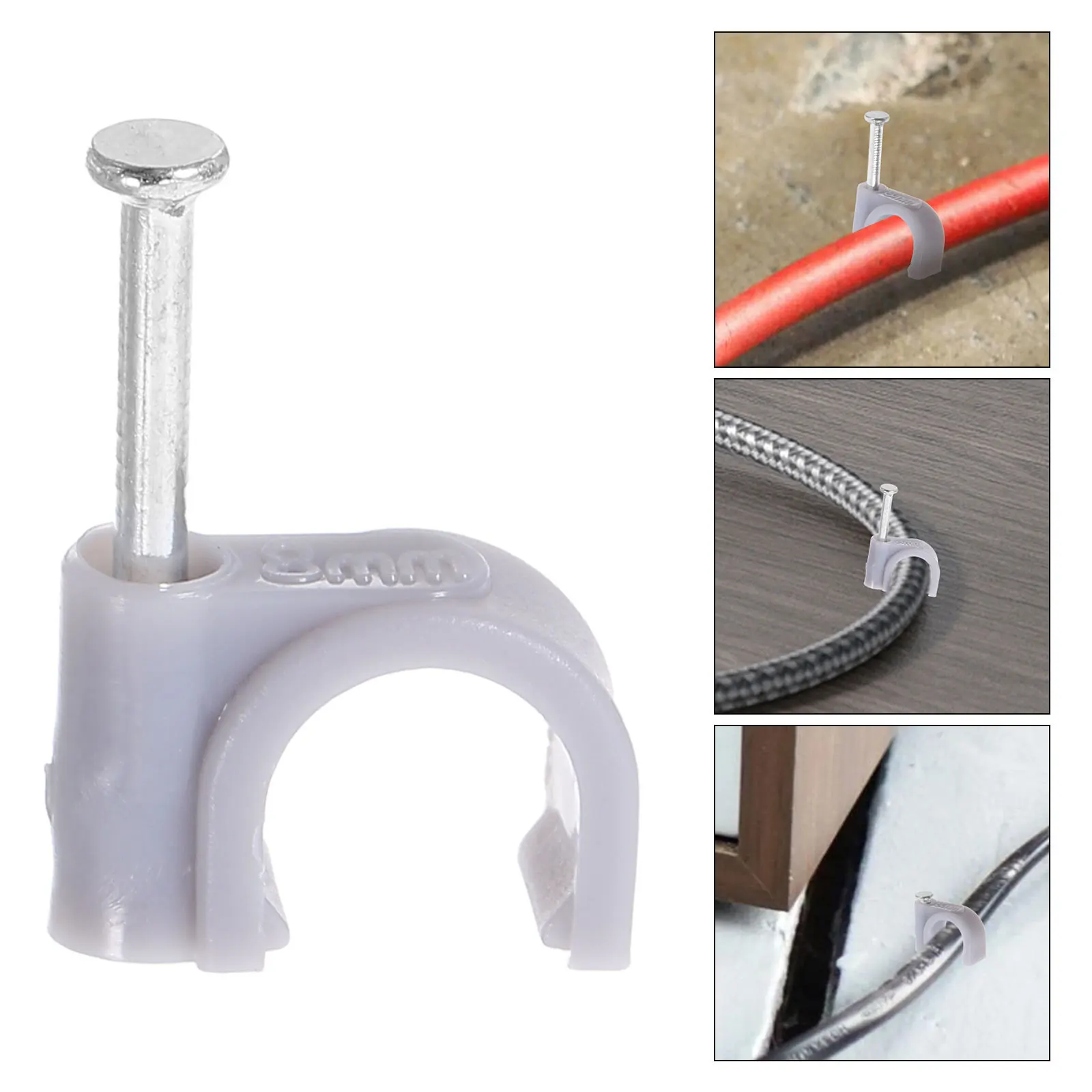 

100Pcs Wire Staple Cable Clip Pe Fastener Steel Nail Clamp Quick Release Ethernet Coaxial Speaker Wire Organizer
