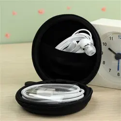Hot Mini Headphones Case Zippered Round Storage Bag Headset Box Shockproof Earphone Organizer Pouch Earphones Accessories