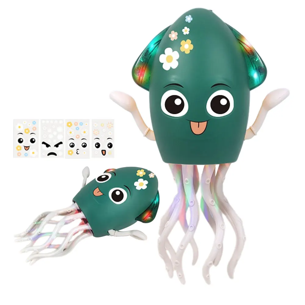Cartoon Electronic Octopus Toy with Music & Light Education Toddler Octopus Toy Smart Obstacle Avoidance for Office Desk Decor