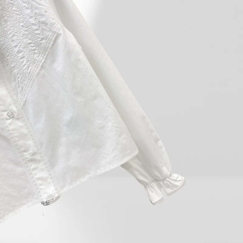 المرأة الساتان قميص طويل الأكمام رفض طوق بلوزة السيدات كشكش قميص أنيق نفخة الأكمام بلوزة شيفونAH01117