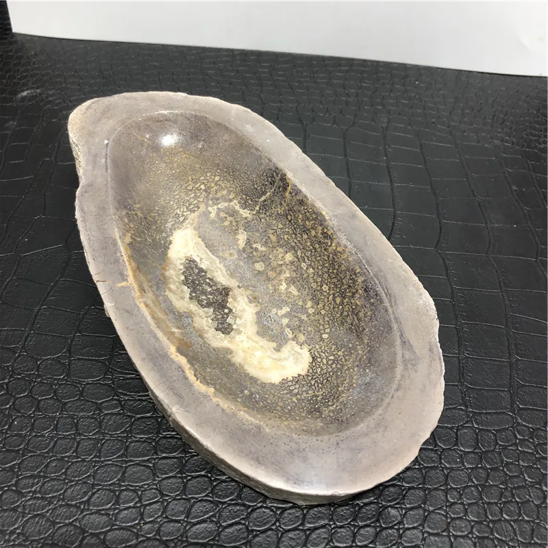 790g Natural Dinosaur bone bowl quartz crystal ashtray