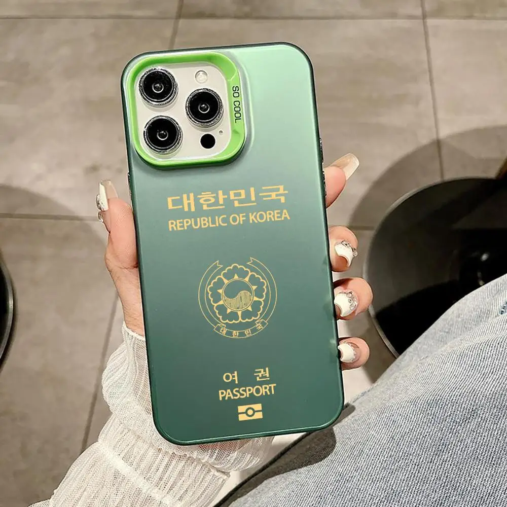 حافظة هاتف كورية لجواز السفر لهاتف آيفون 11 12 13 14 15 16 17Pro Max Air Plus حافظات فضية ملونة فاخرة وخفيفة الوزن