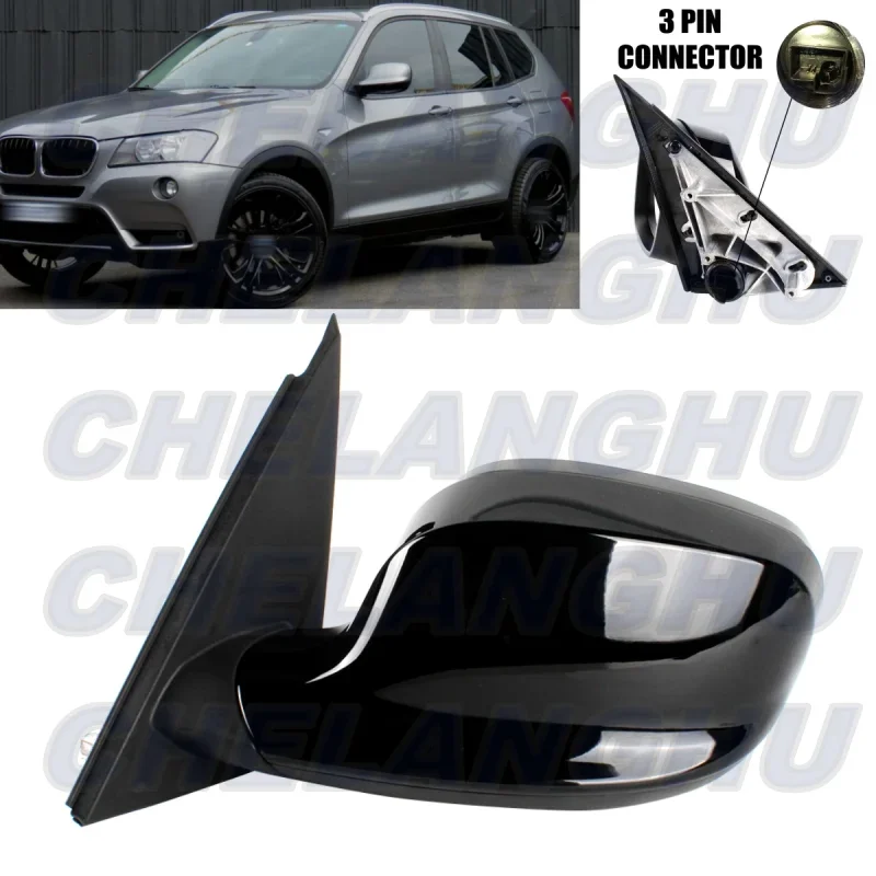 Mirror Assembly For BMW X3 F25 2010 2011 2012 2013 Left Side Black Painted 3 pins Heated Power Adjust Memory Power Fold