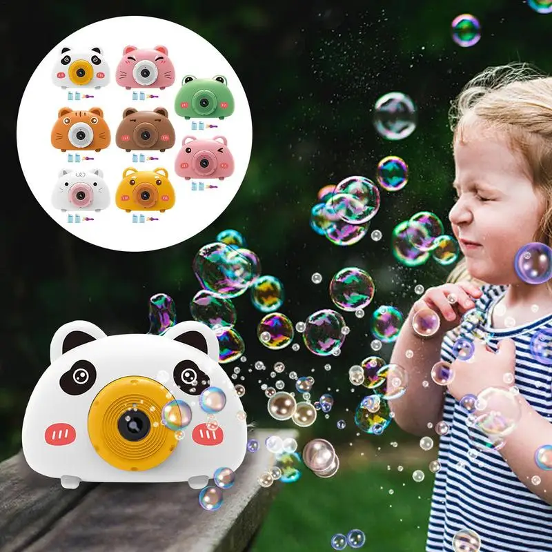 Crianças Cartoon Animal Camera Bubble Machine Toy Outdoor Electric Bubbler Maker para crianças Aniversário Presente Soap Blow Bubbles