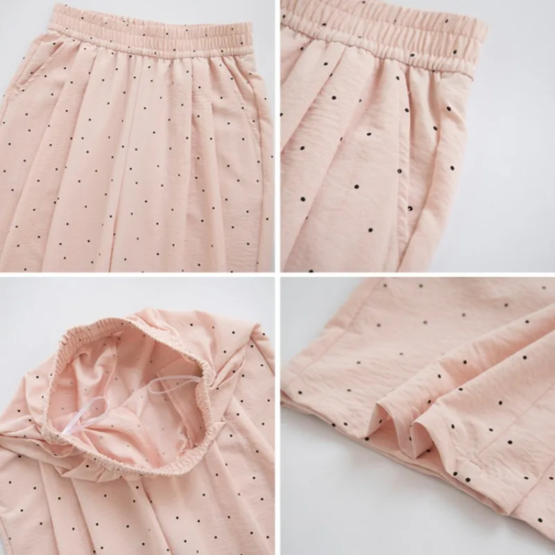 البولكا نقطة السراويل النسائية عارضة أزياء كل مباراة مرونة عالية الخصر الكورية نمط رياضي فضفاض مستقيم السراويل الجمالية يوميا