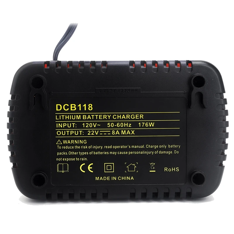 Carregador de bateria 8A DCB118 para bateria Dewalt 10.8V 12V 14.4V 18V 20V DCB200 DCB101 DCB115 DCB107 DCB105 DCB140