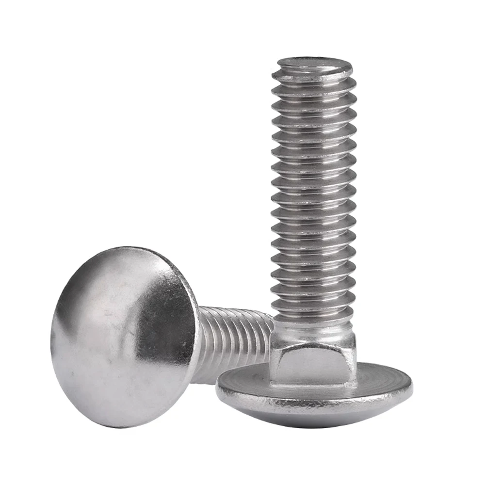 1/4-20 5/16-18 3/8-16 1/2-13 UNC A2-70 SUS304 الفولاذ المقاوم للصدأ الفطر رئيس ساحة الرقبة النقل مسامير مدرب البراغي DIN603 #4