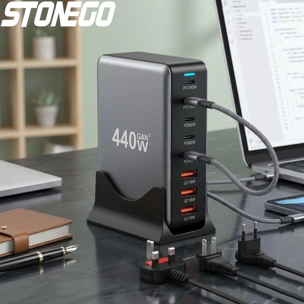 440w-usb-c-8ポート充電ステーション-100wデュアルpd対応-macbook-pro-air-ipad-iphone-16-15-14-13-pro-max急速充電器