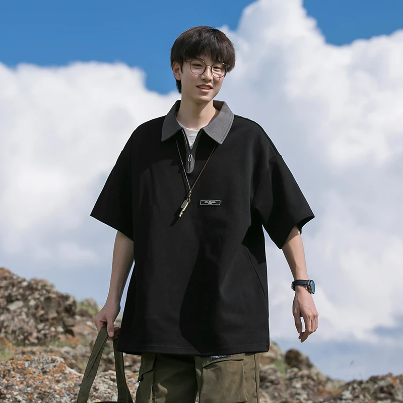 

Мужская рубашка с коротким рукавом в стиле американского Западного побережья, легкая футболка с воротником-поло, летняя модная модель Cityboy, брендовая, легкая, тонкая.