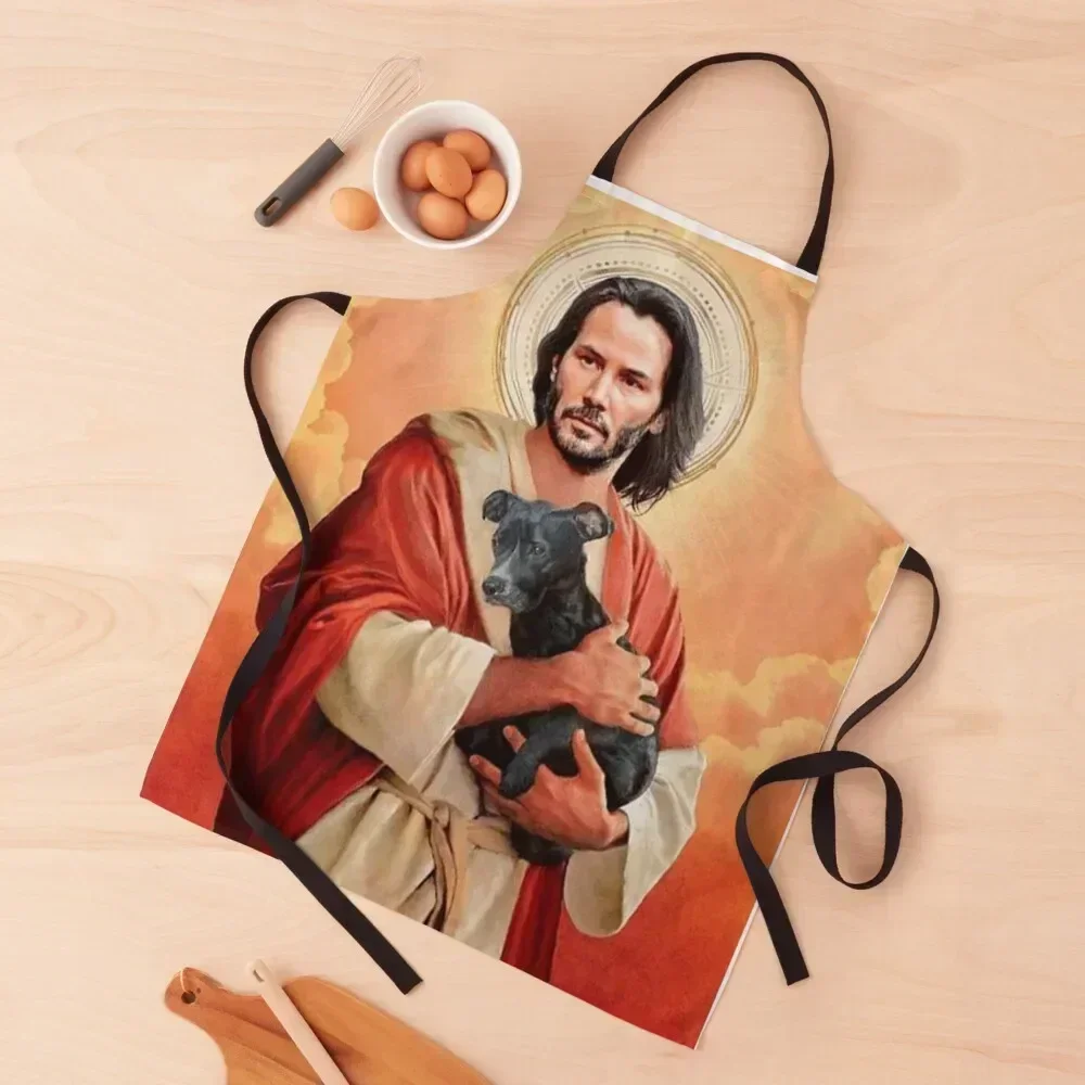 

Keanu Christ w/dog Apron Things For Kitchen kitchen girl Hairdressing Hairdresser Accessories home women Apron