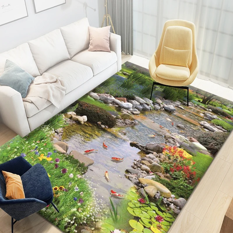 

Landscape Living Room Area Rug Children Play Rug For Bedroom Decor 3D Carpets Hallway Floor Carpet Doorway Kitchen Mats