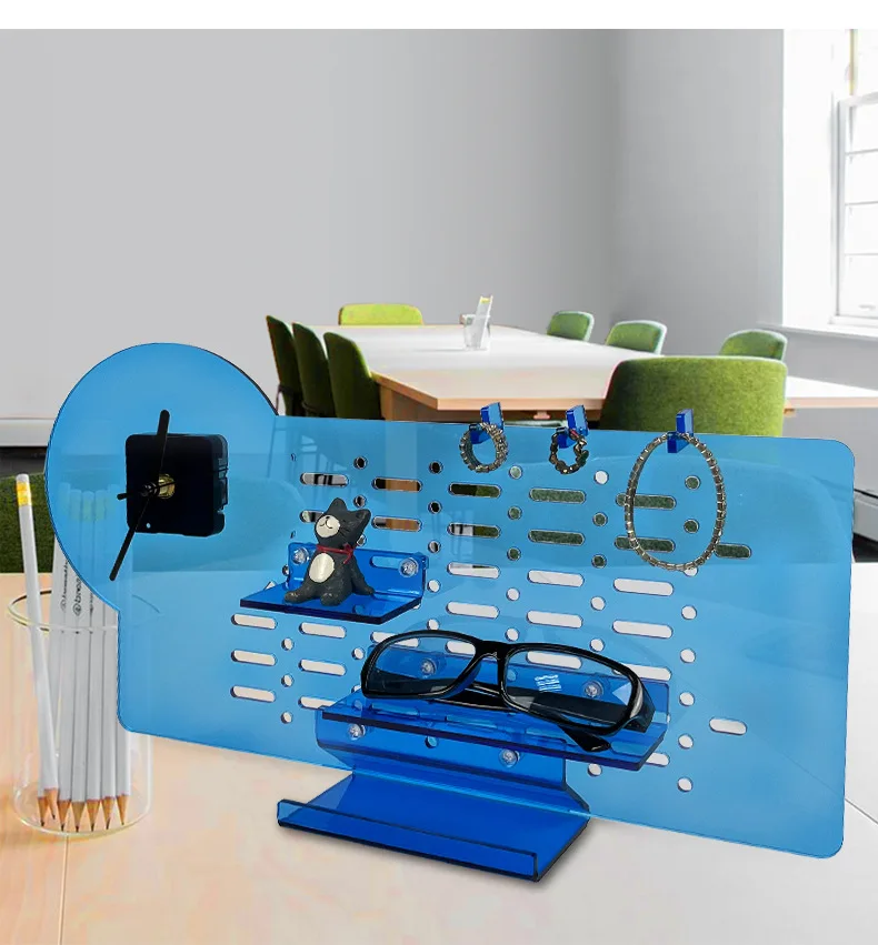 

Custom geometric desktop hole board clock storage rack digital shelf stationery finishing acrylic storage rack