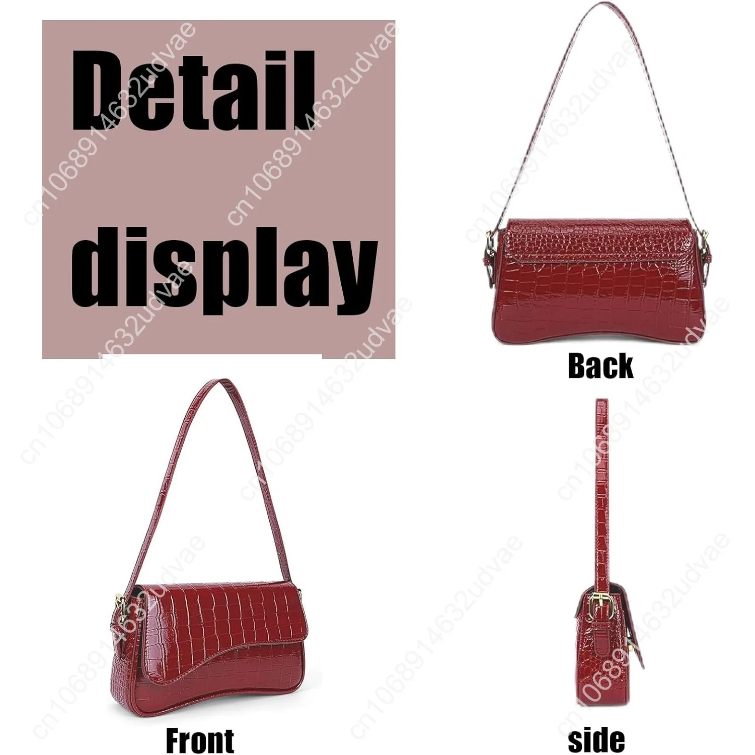 PU Leather Tote Bag for Women with 2 Removable Straps and Zipper Closure