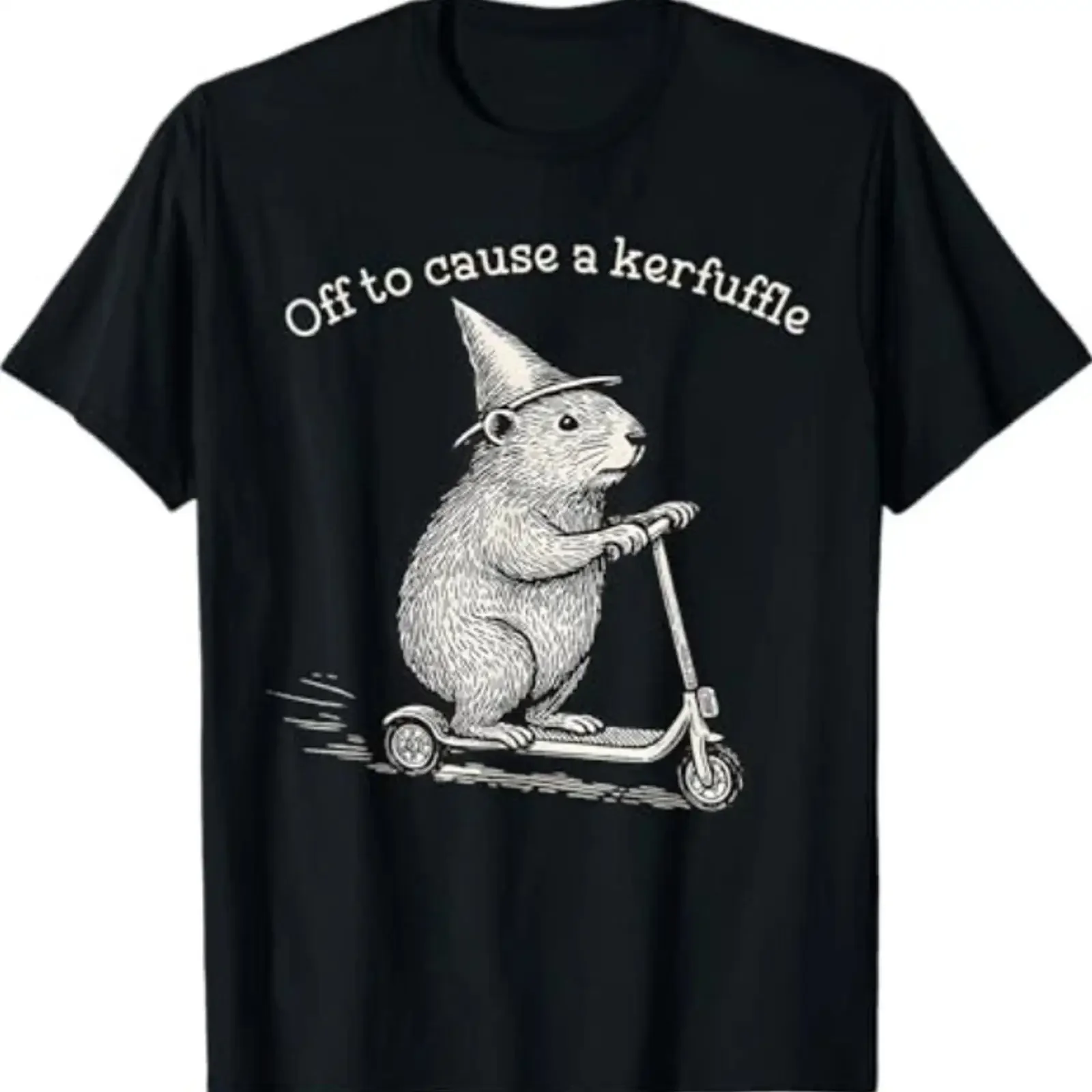 Whimsical Capy Wizard Off to Cause A Kerfuffle Meme Capybara T Shirt vintage Washed Comfortable homme fashion graphic Unisex