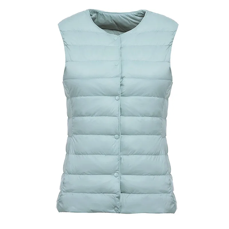Ultra Light White Duck Down Vest Coat Parka Autumn Winter Women Sleeveless Tank Lady Warm Down Waistcoat Puffer Jakcet Outerwear