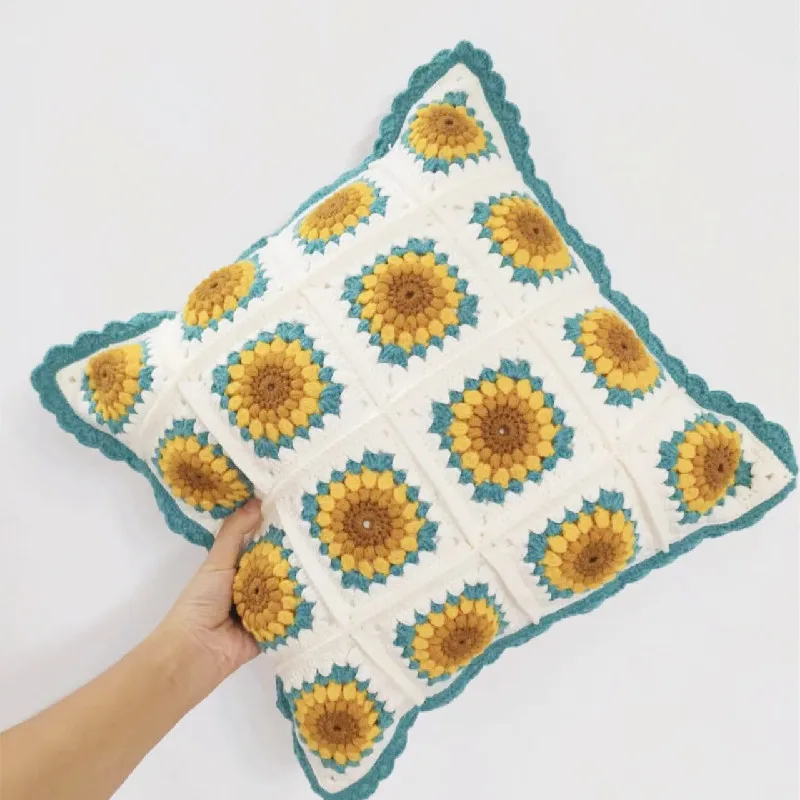 Handmade crocheted exquisite patchwork pattern pillow bag cushion cover cushion bag give friends a comfortable gift