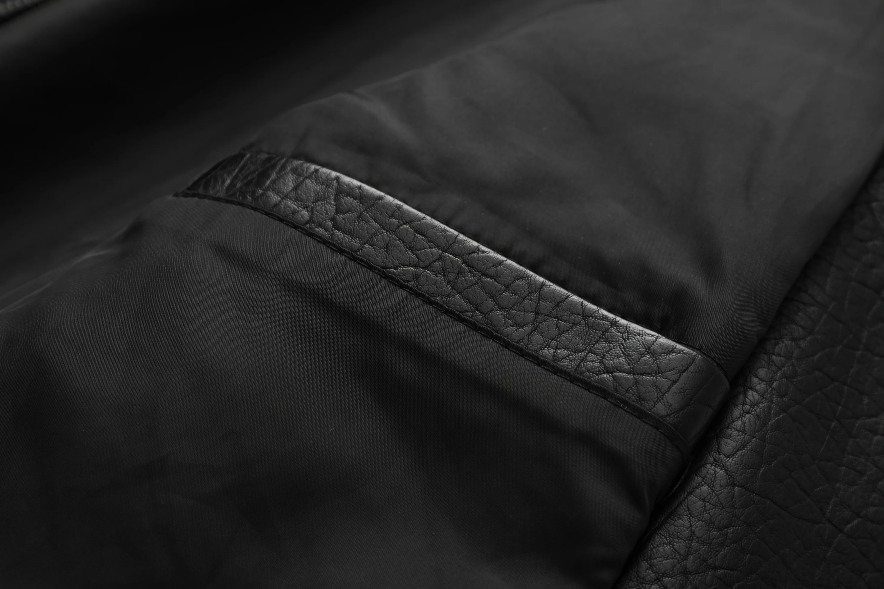 جاكيت دراجة نارية من الجلد الصناعي المطرز للرجال ، جاكيت طية صدر السترة #5