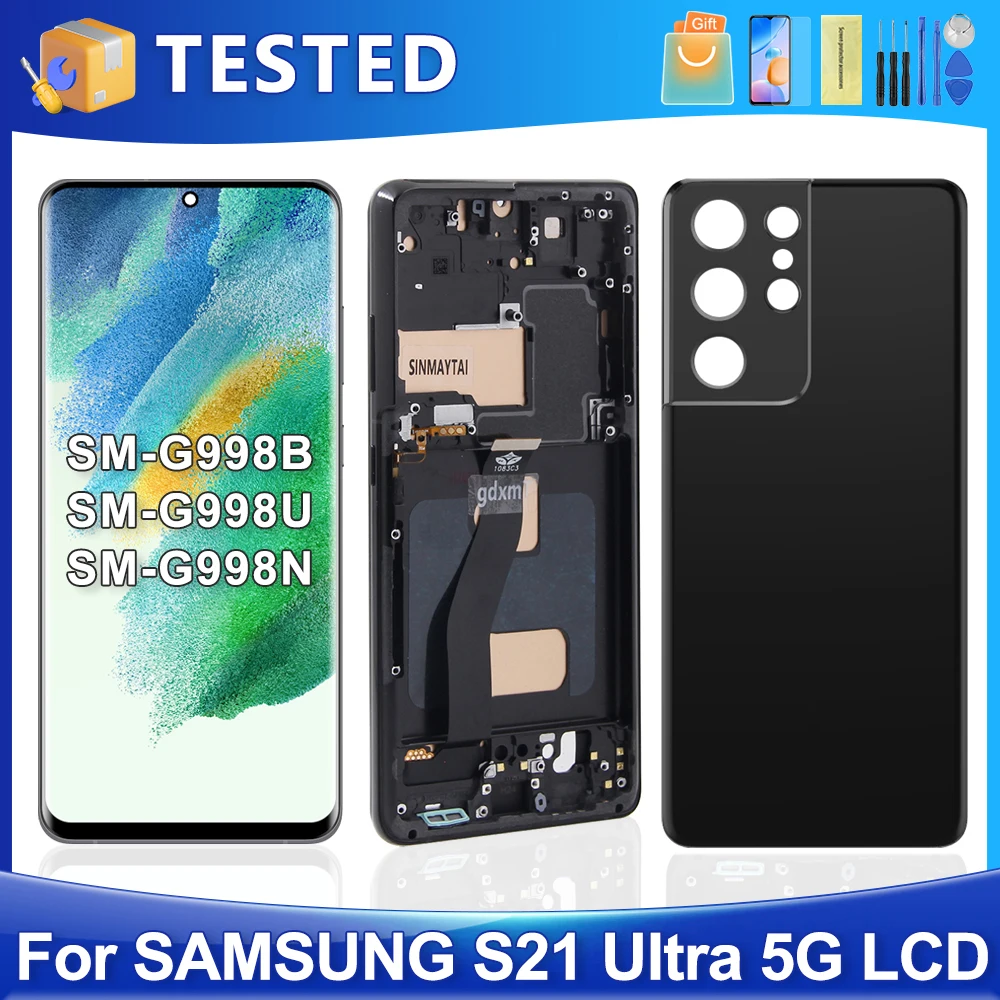 S21 Ultra For Samsung Tested S21 Ultra 5G G998B G998U G998W LCD Display Touch Screen Digitizer Assembly Replacement