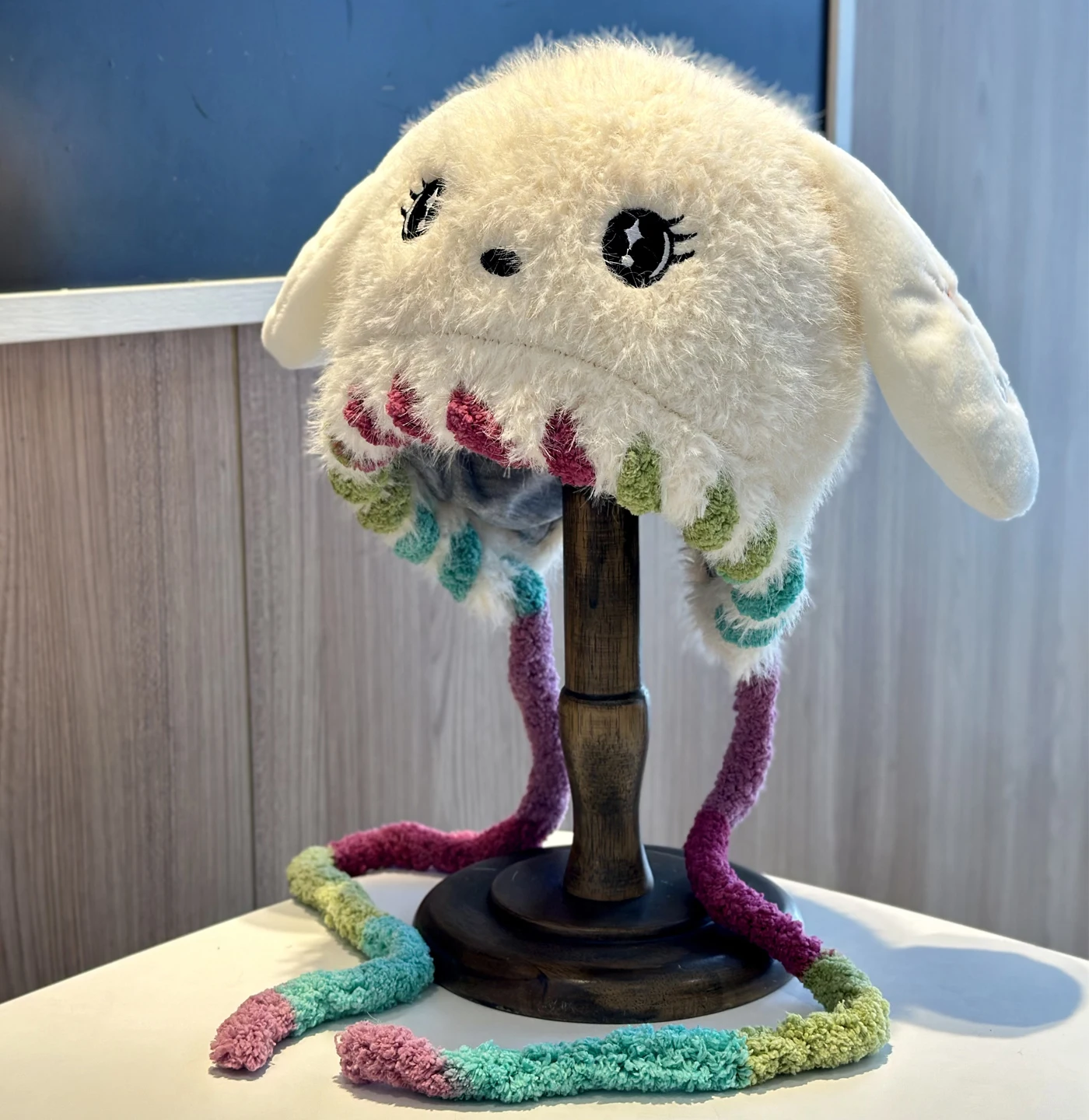 

2025 Cute Cartoon Rabbit Plush Hat Women's Autumn and Winter Warm Ear Protection Bunny Pullover Beanie Cozy Fluffy Knitted Hat