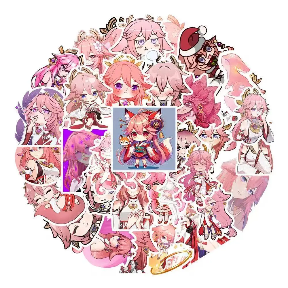 

Sunsyea Genshin Impact Merch Fans Collection Ролевые наклейки 90 шт Yae Miko