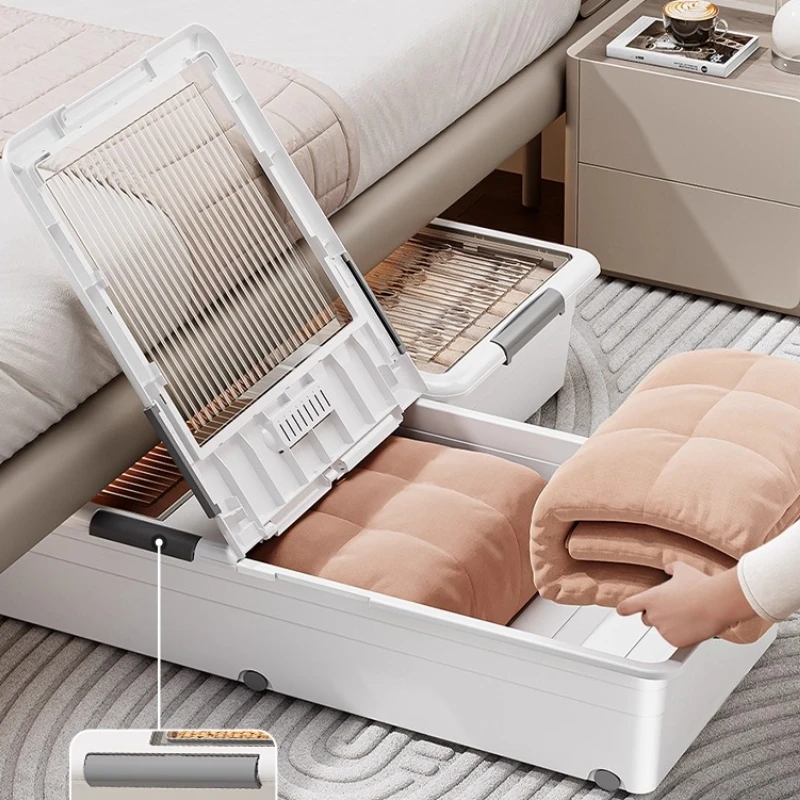 Capacity Drawer Storage Box Double-Wheel Clear Underbed Organizer Dustproof Insect-Proof Multi-Purpose Bedroom Closet Container