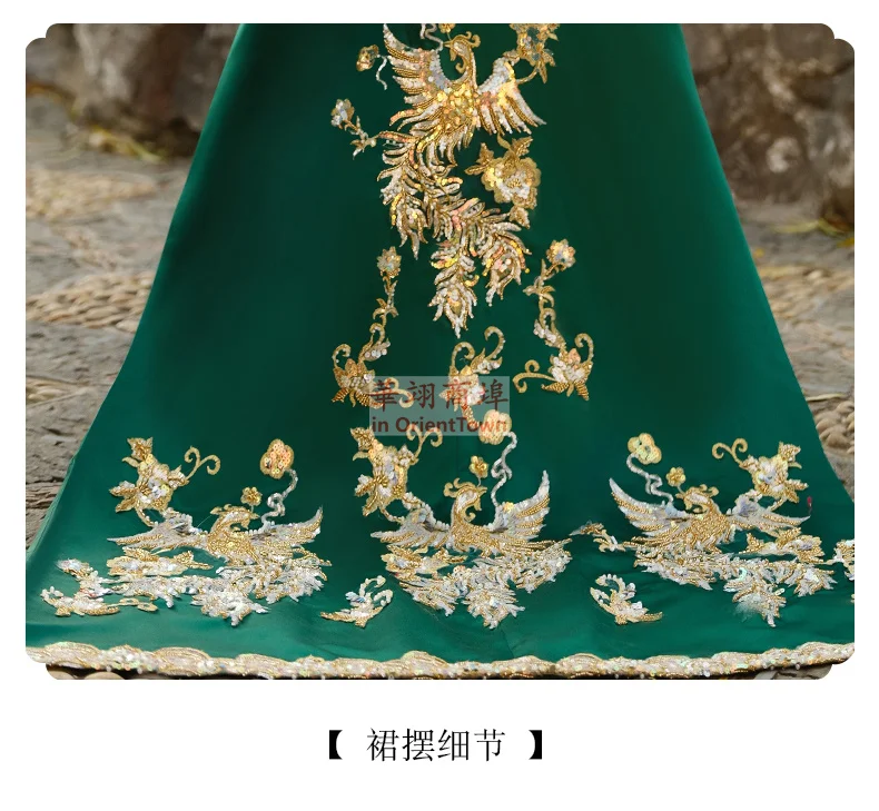 Ancient China Ming Dynasty Hanfu Couple Vintage Green Red Costume Toast Clothing Dragon and Phoenix Embroidery Wedding Dress