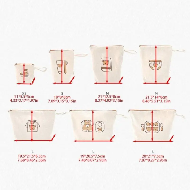 652F 7Pcs Multifunctional Baby Bottle Bag Storage Set Animal Infants Diaper Container Case Stroller Organizers