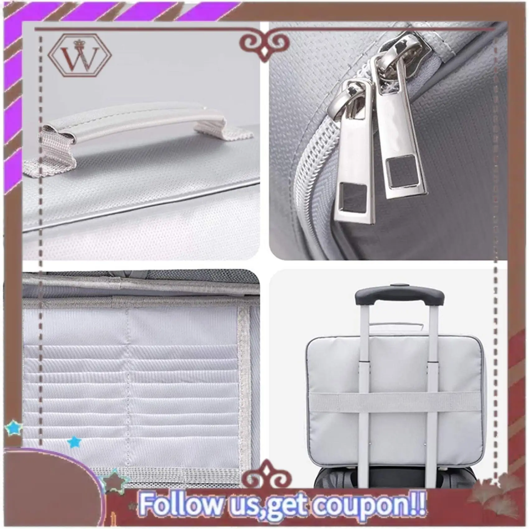 

ABBG-2 Pcs Fireproof Document Storage Lock Bag,Carry Wallet Multi-Layer Portable Document Storage, White & Black