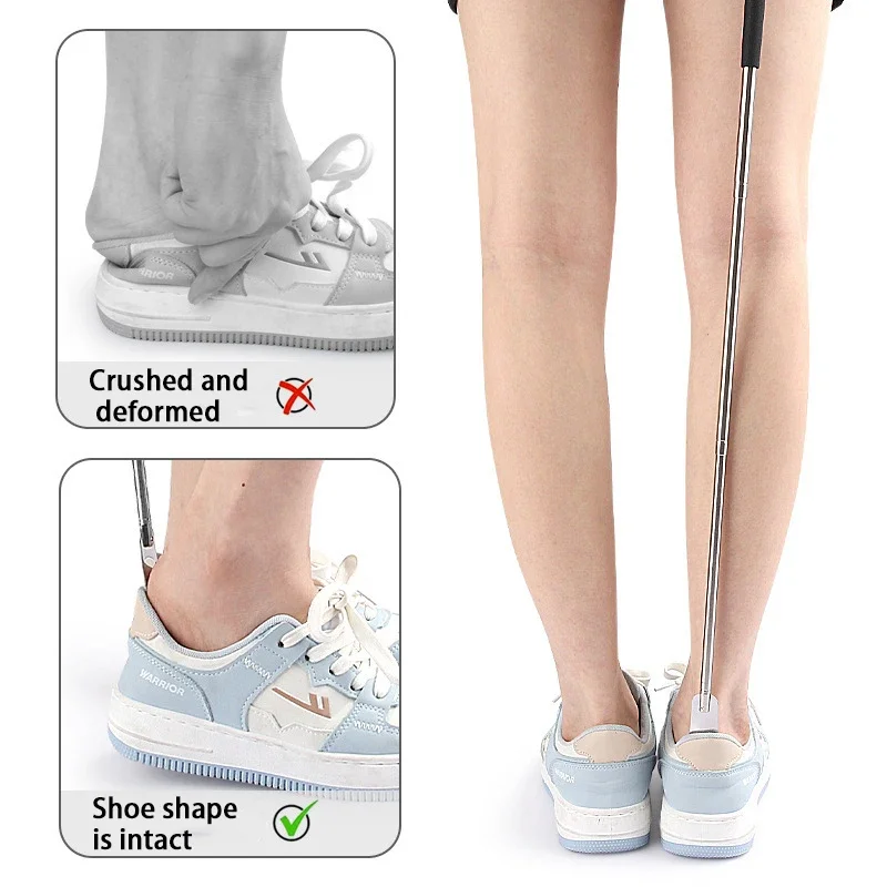 1/2Pcs Horns 31cm-65cm Long Handled Shoehorn Pregnant Woman Retractable Metal Shoe Elderly Shoe Spoon Retractable Shoe Spatula