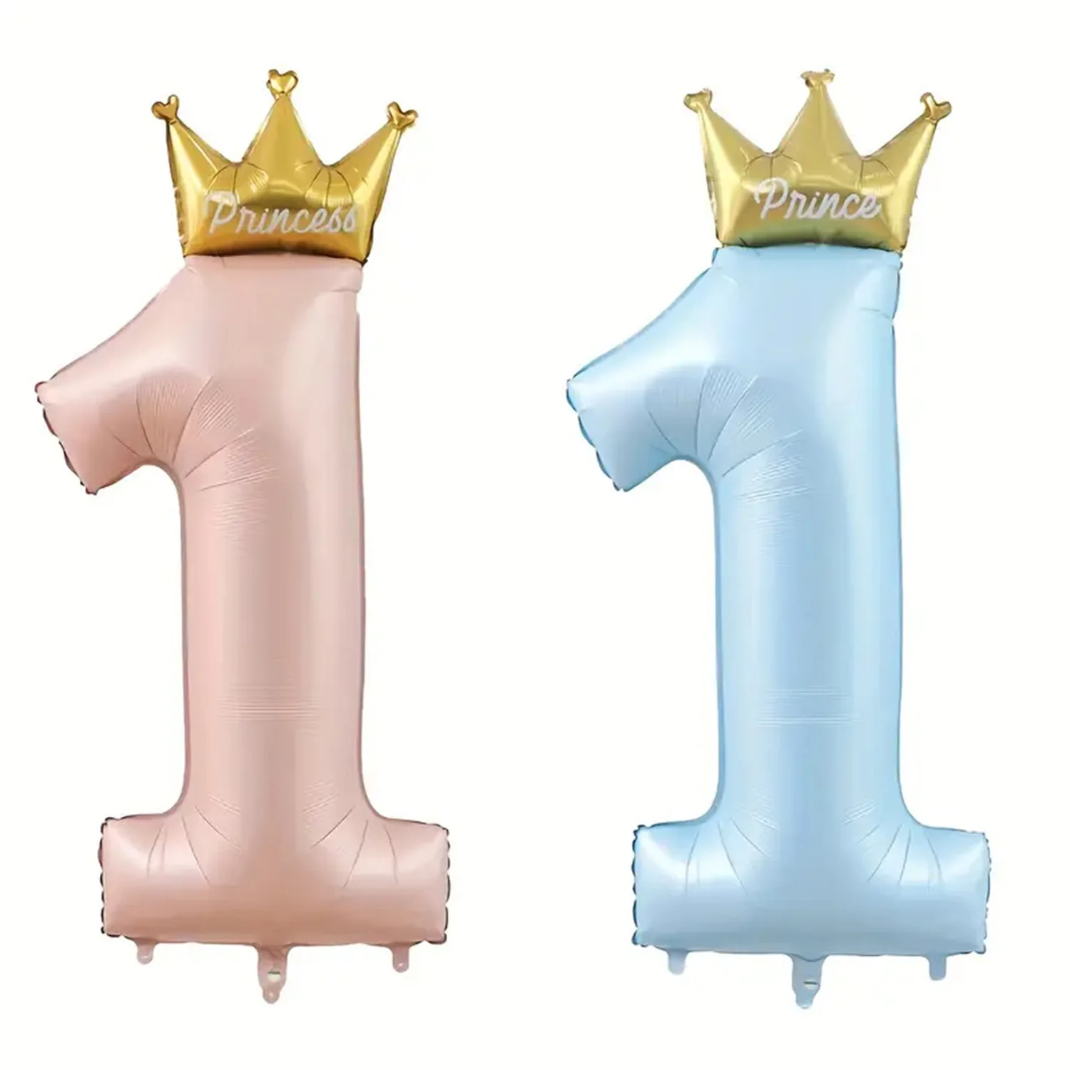 1st Birthday Decorations, Number 1 Balloons, Prince Princess 1 Year Old Crown Number Balloons, First Birthday Balloon Party Deco