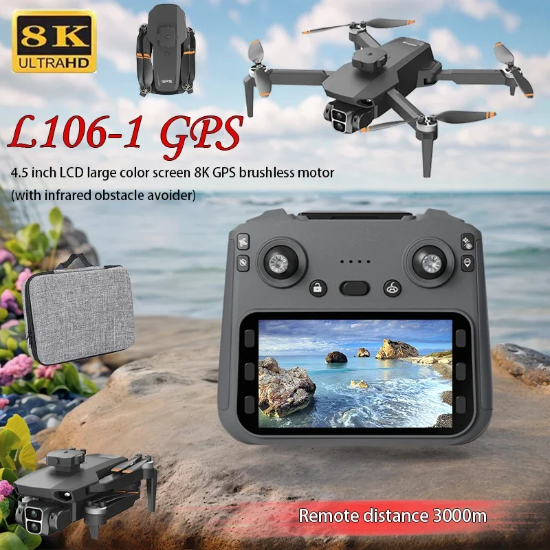 

L106-1 GPS с 4,5-дюймовым ЖК-дисплеем, большой цветной экран, 8K Ultra HD GPS, бесщеточная антенна, складной полет, инфракрасное предотвращение препятствий
