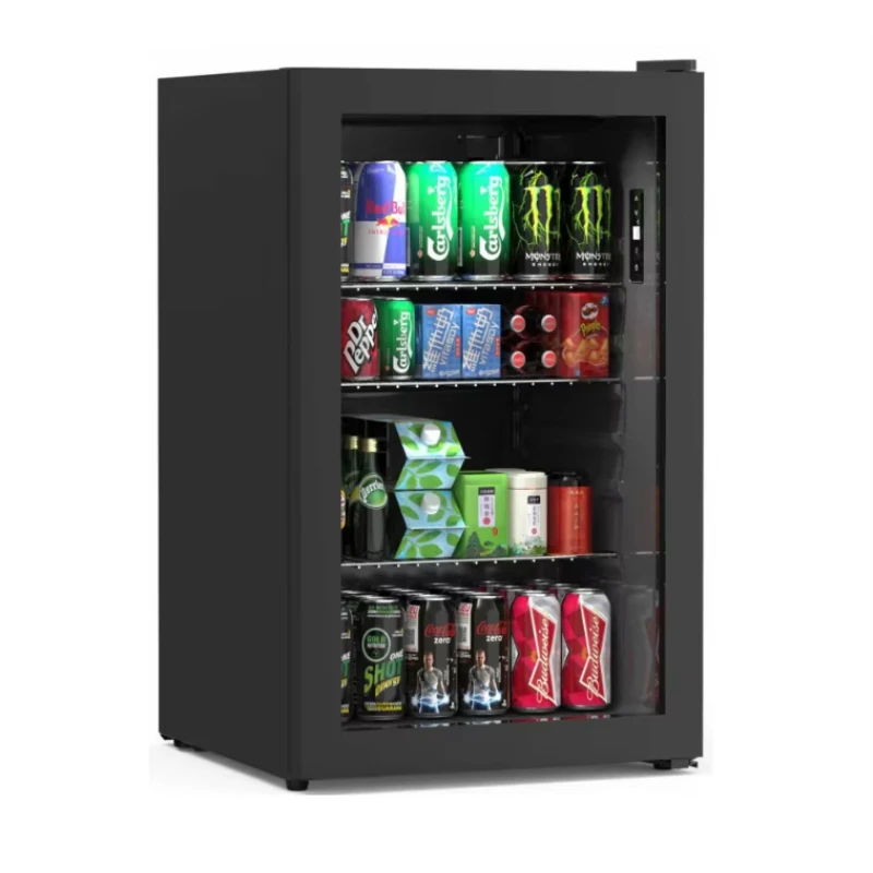 Factory supply 128L portable retro mini refrigerator, foam door, intelligent single temperature LED control, automatic