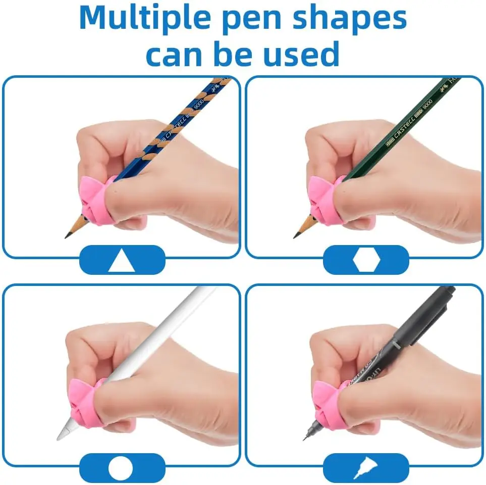 4 Pack Ergonomic Pen Grip Corrector Soft Rubber Hand Writing Posture Trainer Kids Handwriting Aid Correction Stationery Tool gallery 5