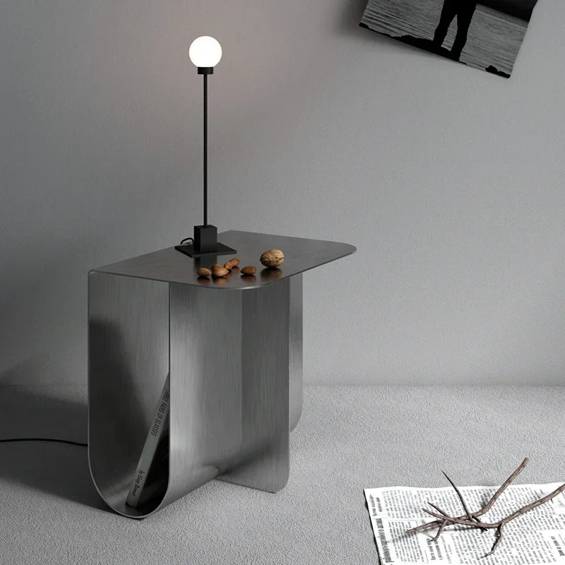 Mini Stainless Steel Sofa Side Table Designer Minimalist Living Room Table Modern Bedside Tables