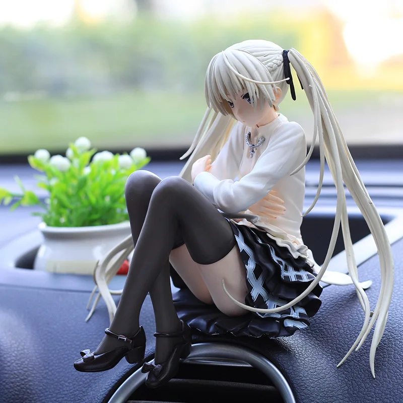 Anime Black Red Kasugano Sora PVC Action Figurine Collection Sitting Position Model Lovely Desktop Car Decoration Toys Kid Gifts