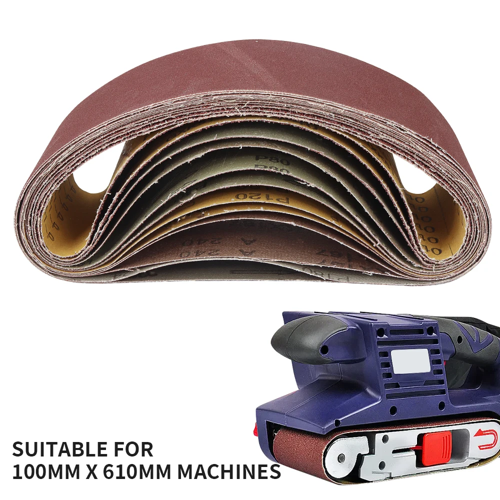 10pcs 100x610mm Sanding Belts 60-400 Grits Sandpaper Abrasive Bands for Sander Power Rotary Tools Dremel Accessories