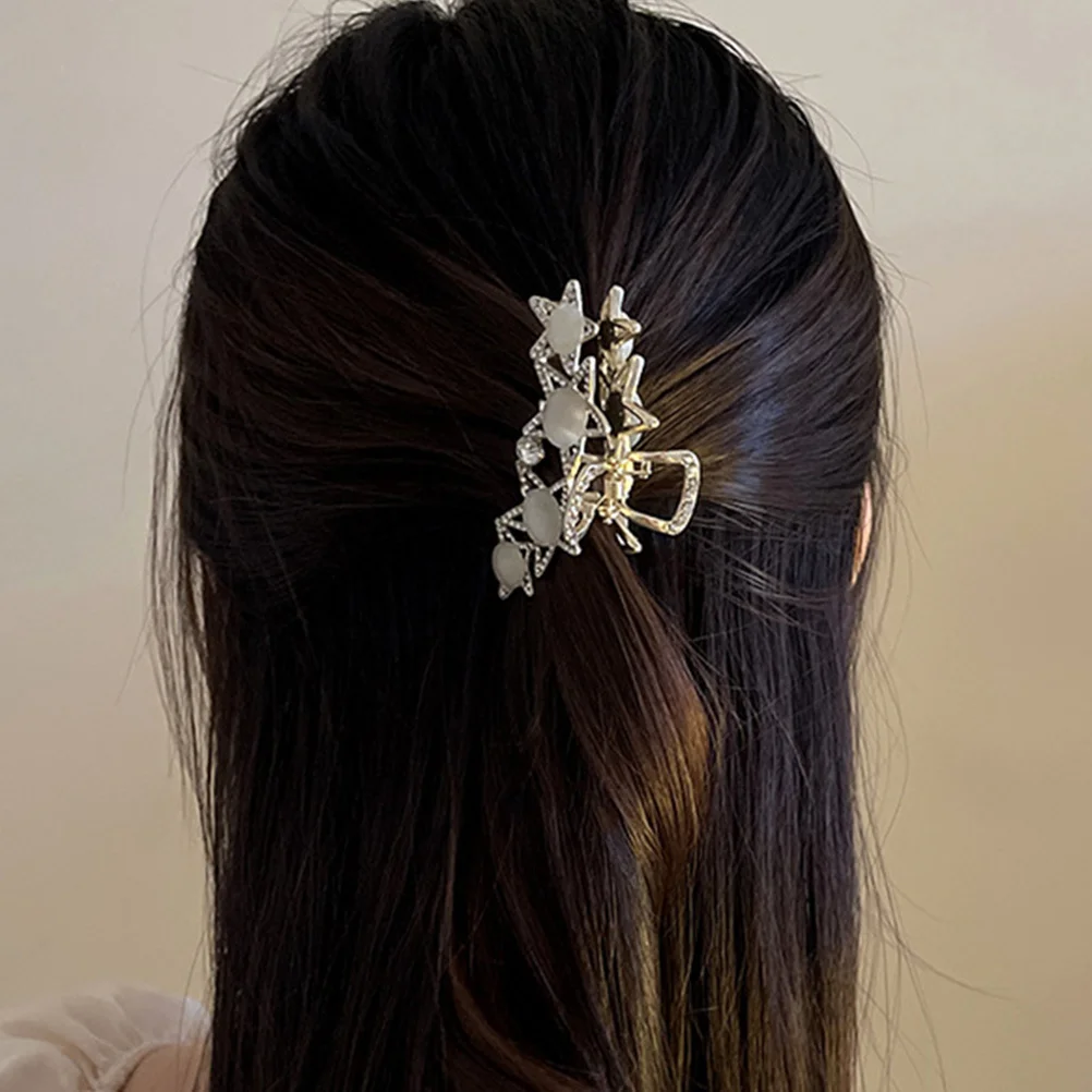 

Creative Cat Eye Stone Hair Claw Clip Elegant Women Pearls Tassel Jaw Clip Hair Accessories Rhinestone Barrette