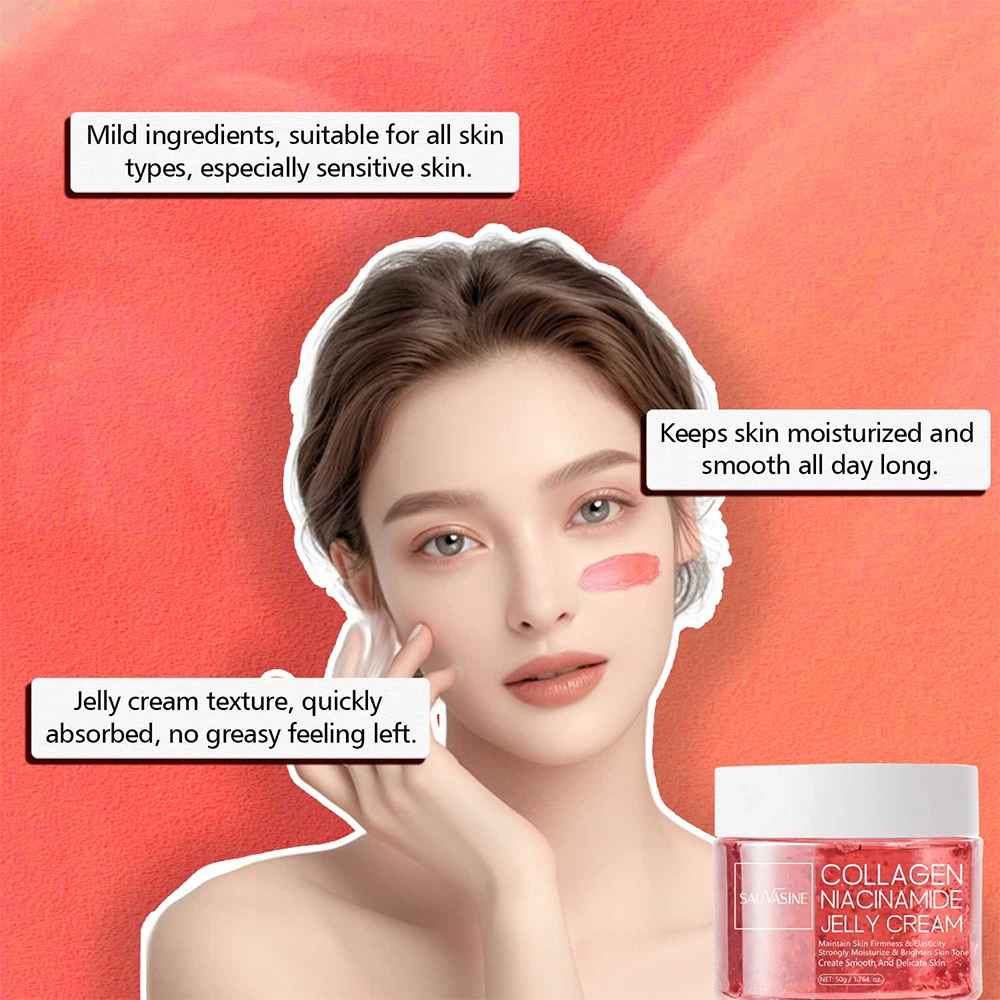 Collagen Jelly Cream Strengthen Skin Barrier 24h Glow & Lifted Moisturize Brighten Skin Niacinamide Hydrolyzed Collagen Gel images - 6