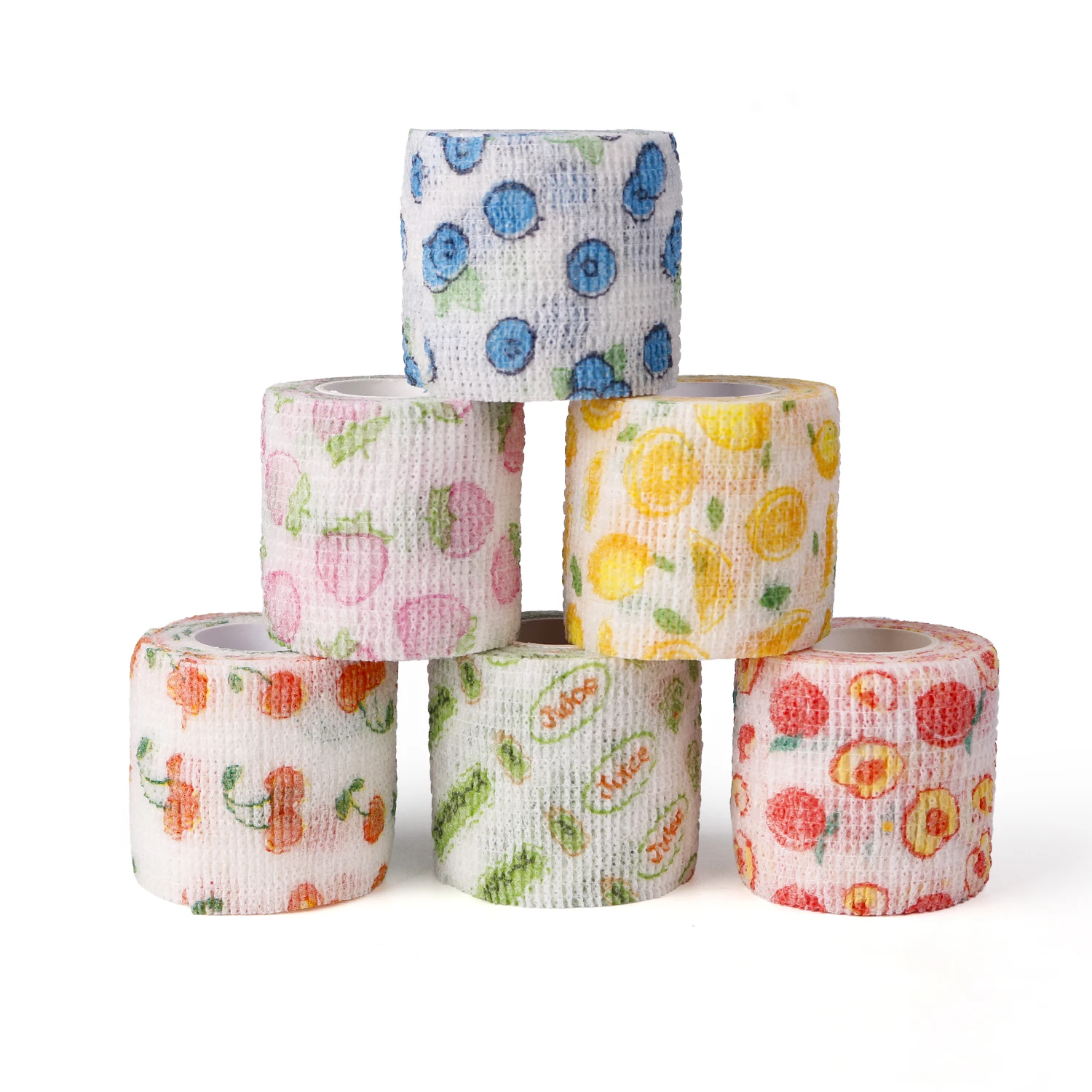 Fruit Printed Self Adhesive Elastic Bandage Non Woven Tattoo Grip Cover Wrap Tape Anti Slip Sweat Absorbent Tattoo Machine Handl