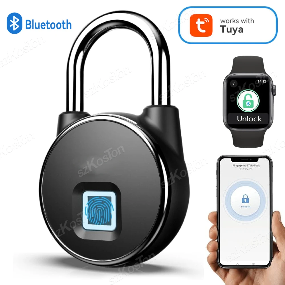 Fingerprint Padlock Keyless Tuya Smart Lock Anti-Theft Biometric Fingerprints Locks APP Unlock for Gym Locker Suitcase Backpack