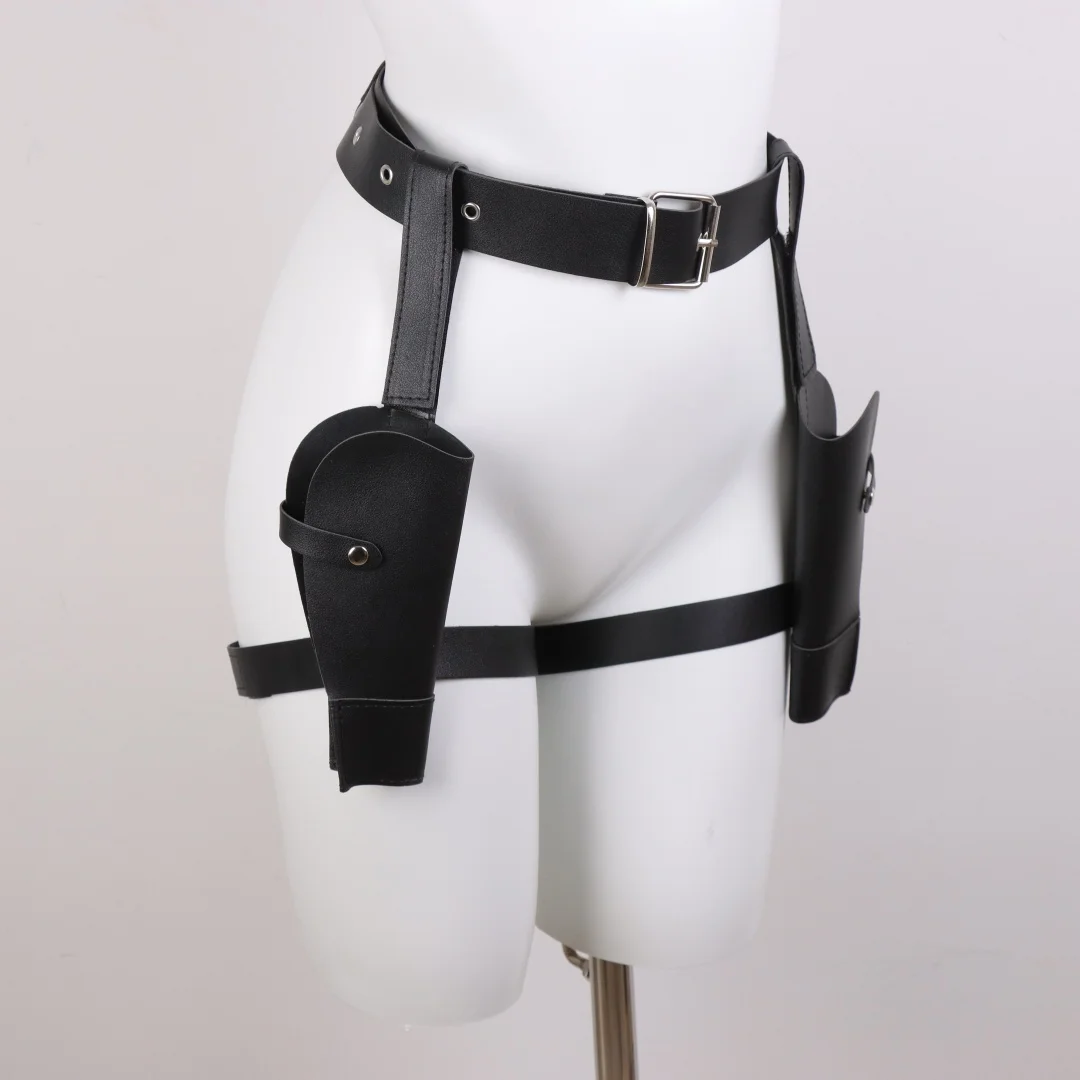 الكبار خمر بولي Leather الجلود غطاء الخصر لارا تأثيري الحافظة الغربية الدنيم حزام لعب الأدوار البنادق حامل هالوين الدعامة الملحقات