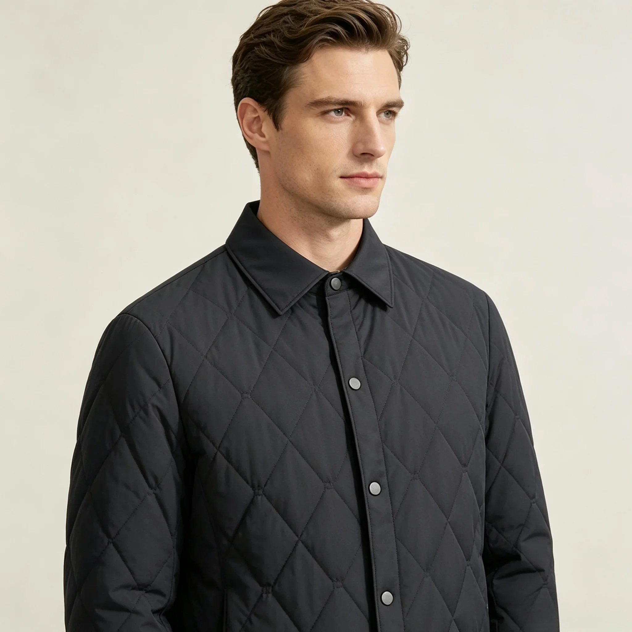 Winter Men Warm Windproof Business Casual Parkas Coat Man Formal Diamond Plaid Padded Jacket Male Windbreaker Top